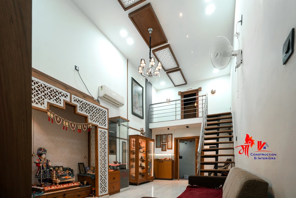 Double-height hall with sandstone jaali — 4